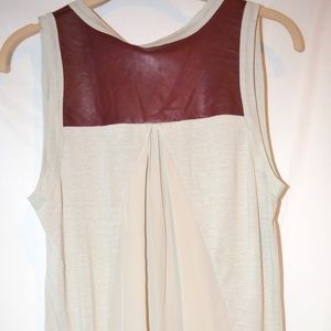 🎁NWT UNIQUE AIKO TANK Silk and Leather Oxblood